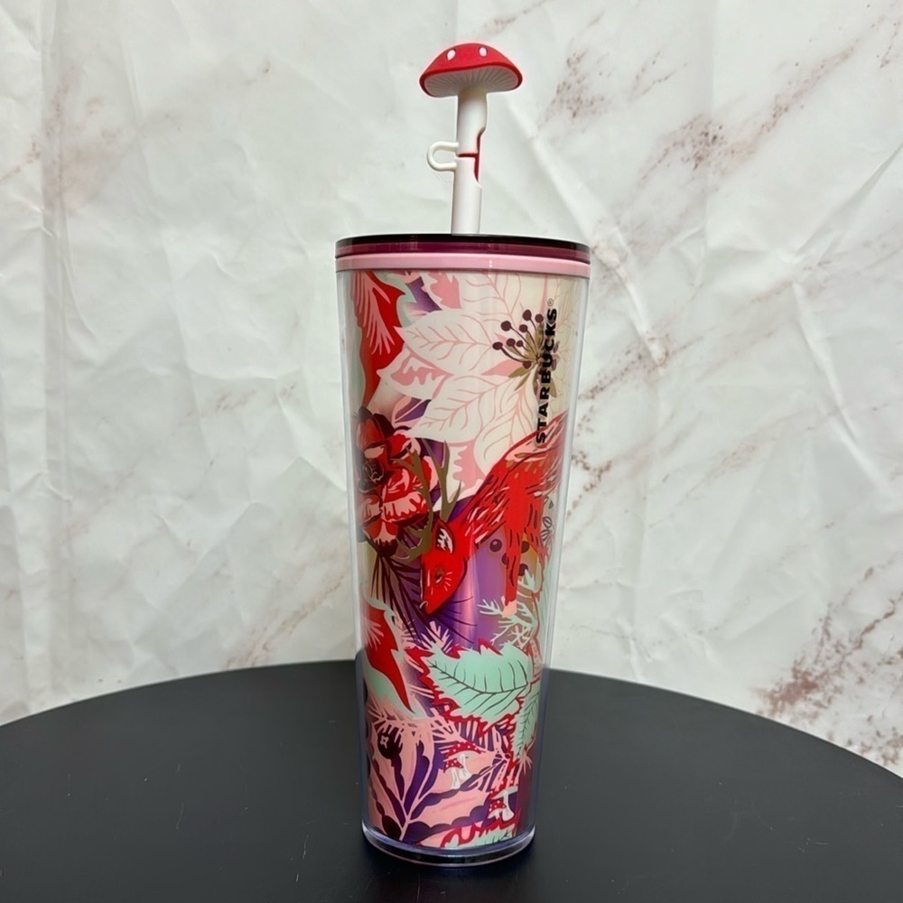 🍄LAST ONE🌲Starbucks 2022 Holiday ‘Enchanted Forest Straw Topper’ Cold Cup